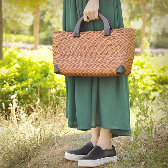 Hot sale seagrass bag vietnam 100% seagrass beach bag friendly woven seagrass bag