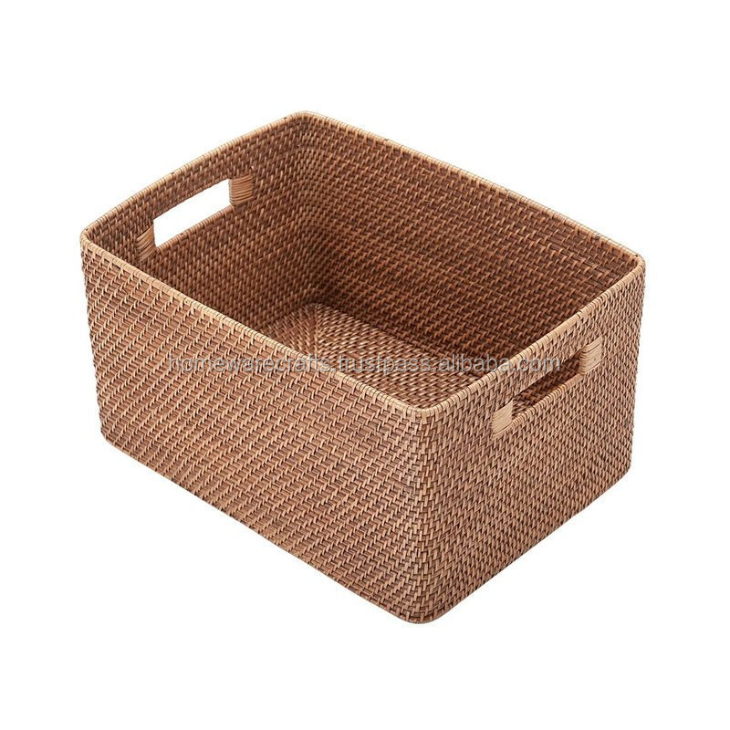 Handwoven cheap price rattan storage basket home decoration gift rattan basket wholesale business in vietnam