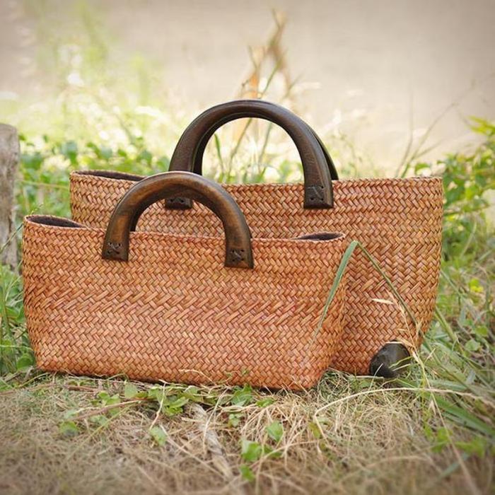 Hot sale seagrass bag vietnam 100% seagrass beach bag friendly woven seagrass bag