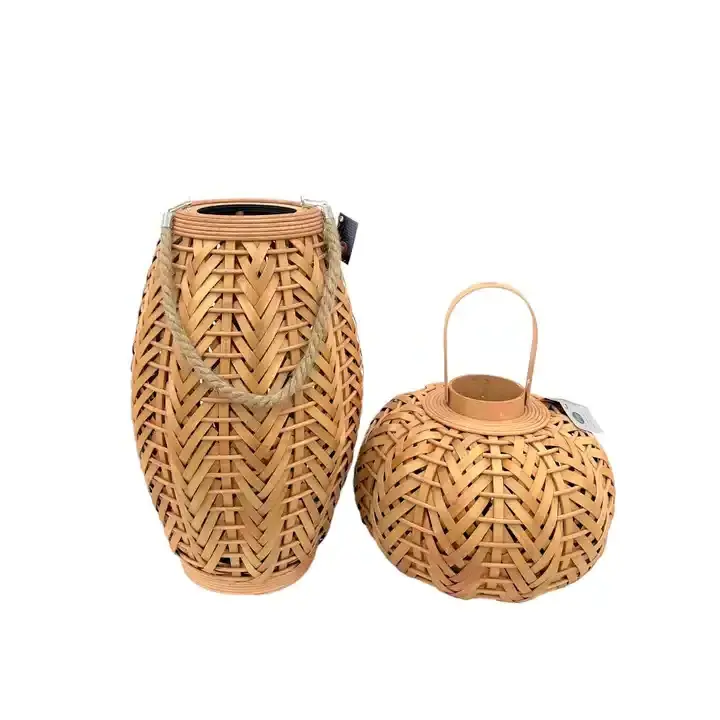 New Rattan Bamboo Decorative Candle Holders Lanterns Floor Lamp from Vietnam Handicrafts for Wedding Home Decor