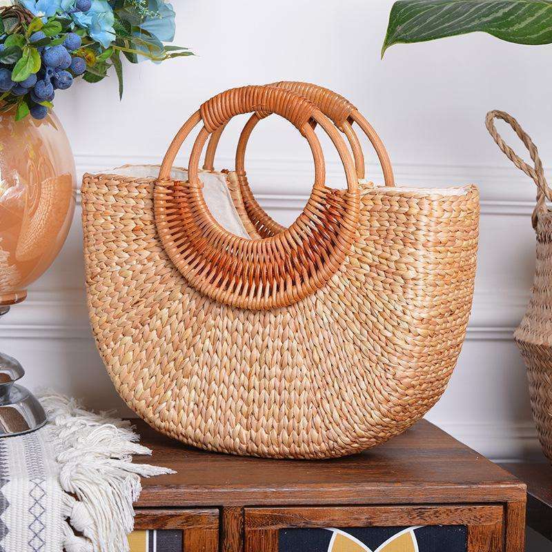 Hot Summer Product Eco friendly Seagrass Products Paper Straw String Shopping Bag Handmade Beach Straw Woven Handbags for Women