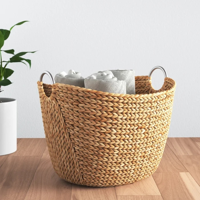 Latest Collection Vietnam Straw Seagrass Woven Baskets Large Collapsible Clothing Laundry Hamper Wicker Bamboo Cloths Storage