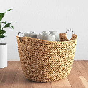 Latest Collection Vietnam Straw Seagrass Woven Baskets Large Collapsible Clothing Laundry Hamper Wicker Bamboo Cloths Storage