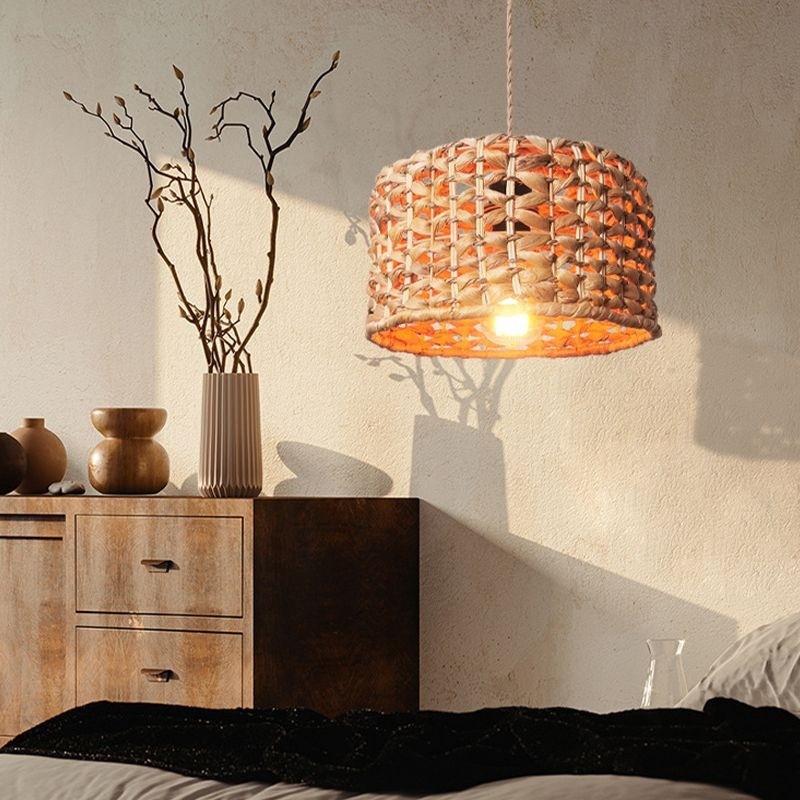 Hot Sale Cheap Lampshade Cover Rattan Woven Handmade Chandelier Indoor Ceiling Lights Wholesale Business Home Decoration Natural