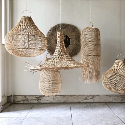 Asian Wicker Lampshades Ceiling Pendant Chandelier Lights Hanging Lamp Rattan Bamboo Shades Covers Frame Wooden Antique Modern