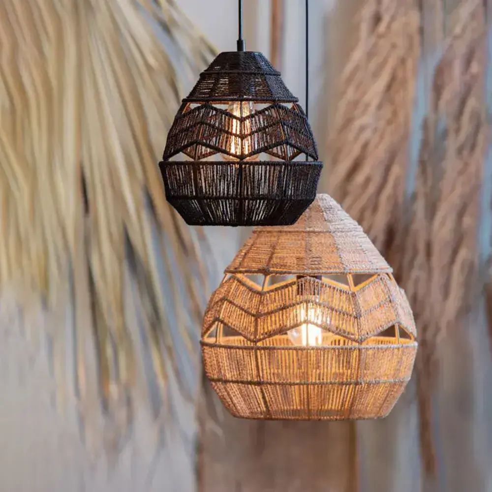 Chandeliers Lights Decor Hanging Lamp Shades Covers Modern Wooden Frames Lampshade Rattan Wicker Pendant Handmade Bamboo Vietnam