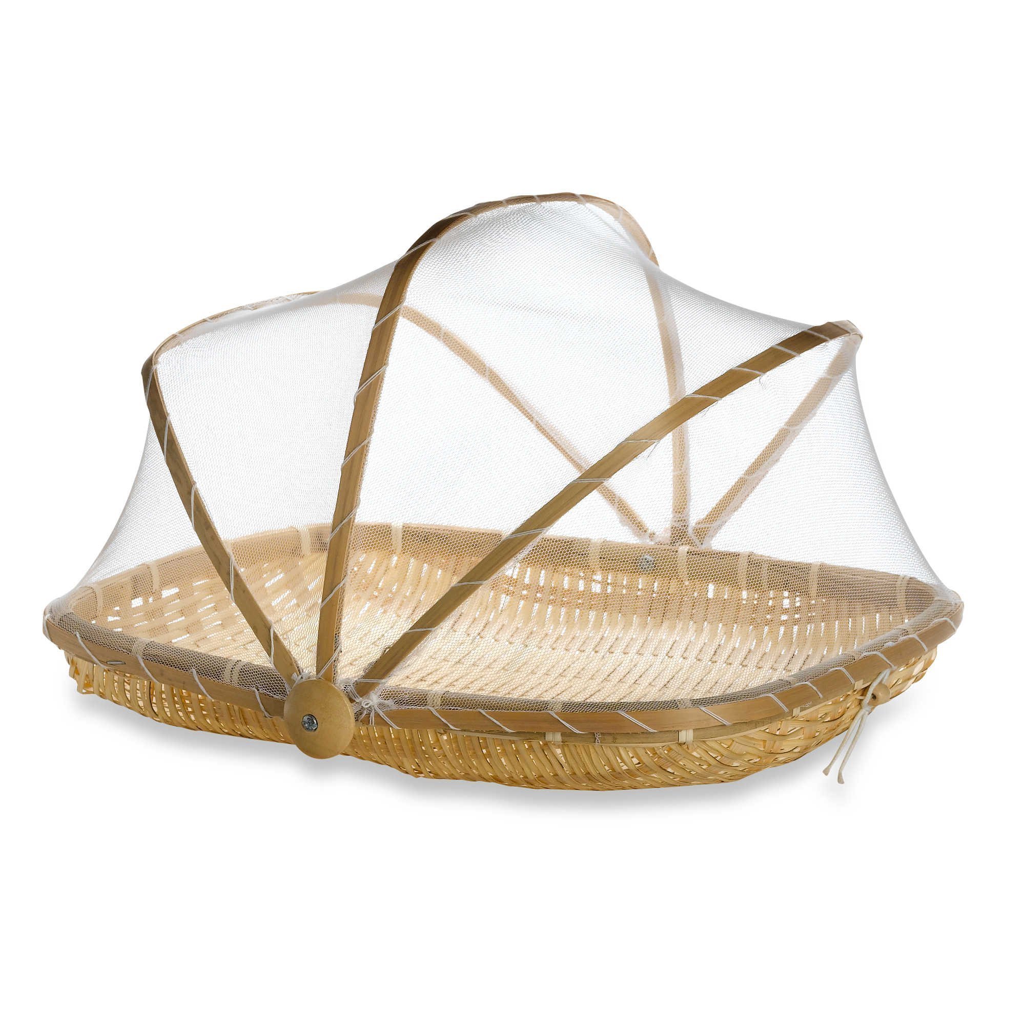 Cheapest fruit basket cover products bamboo food tent handmade collapsible woven wicker serving baskets Dustproof-Bug-Proof