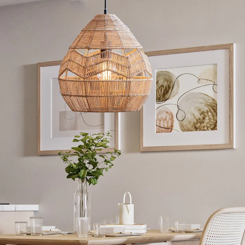 2024 wicker lampshades rattan bamboo ceiling pendant chandelier lights hanging lamp shades covers frame wooden antique modern