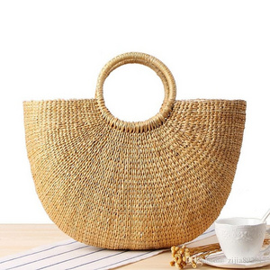 2019 hot deals summer water hyacinth handbags beach bag straw tote bag handmade wholesale