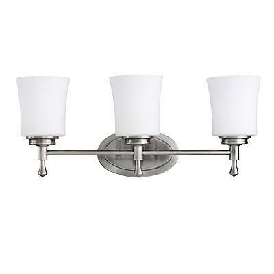 White Glass 3 Light Bathroom Vanity Light Brushed Nickel Hotel Wall Lamp