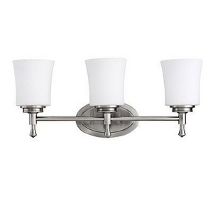 White Glass 3 Light Bathroom Vanity Light Brushed Nickel Hotel Wall Lamp