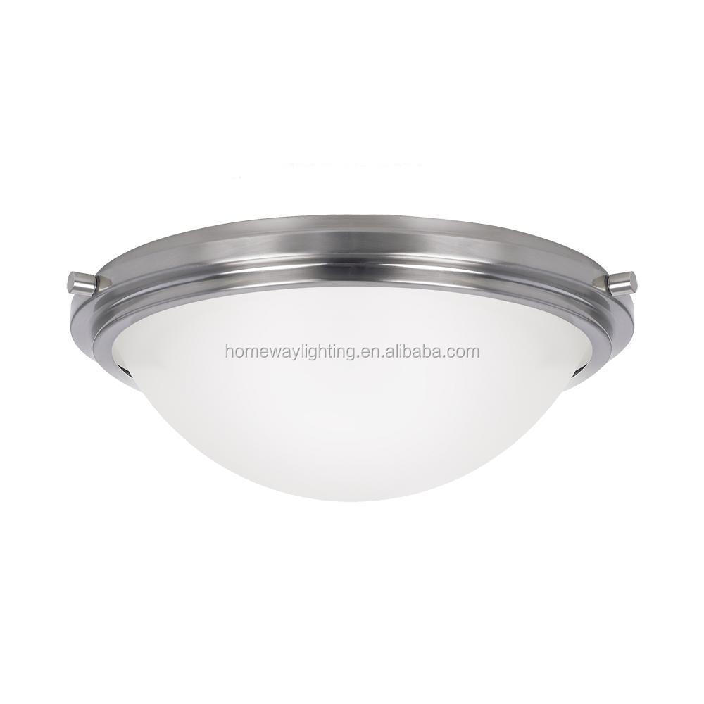 New Ceiling Flush Mount Brushed Nickel Ceiling Lamp Satin Glass Ceiling Light