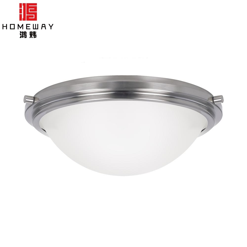 New Ceiling Flush Mount Brushed Nickel Ceiling Lamp Satin Glass Ceiling Light