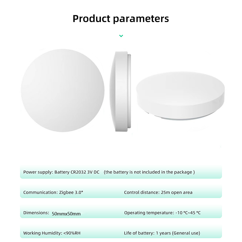 OEM ODM Mini Size Support Alexa Google Home Battery Operated Pastable 1 Button Zigbee Switch Tuya Smart Button