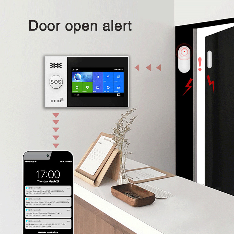 OEM ODM 433mhz Wireless Door Open Detector Motion Sensor Sos Alarm Tuya Wi-Fi Smart Security Home Alarm System