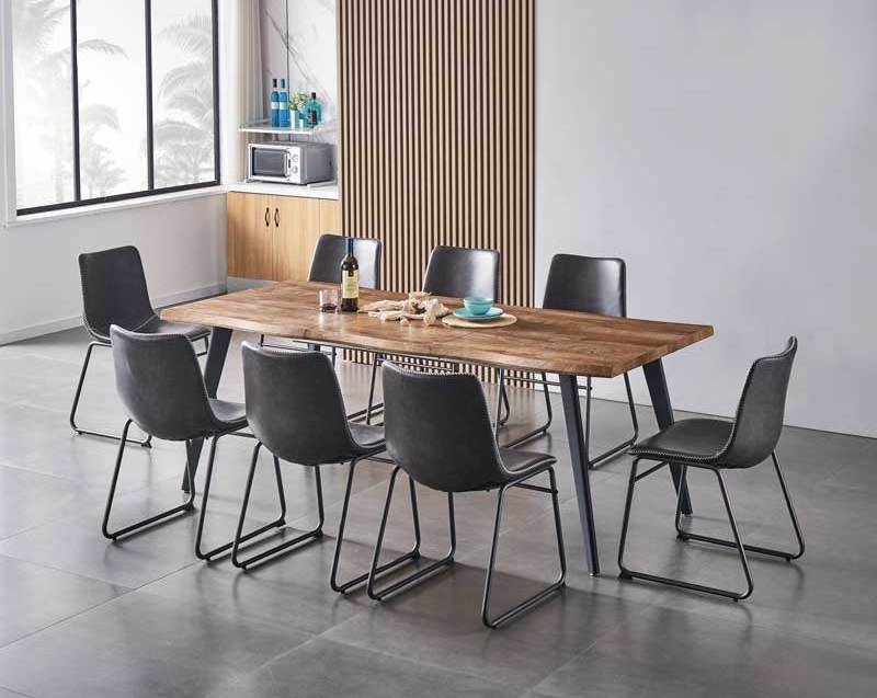 Modern Living room Nordic 4 6 Seater Long Solide Wood Chair Black Square Wooden Dining Table Set