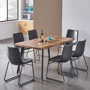 Modern Living room Nordic 4 6 Seater Long Solide Wood Chair Black Square Wooden Dining Table Set