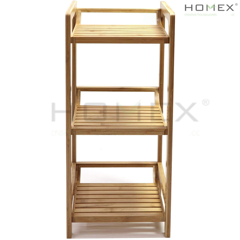 3-Tier Ladder Shelf Open Wood Shelving Unit,Bamboo Bookshelf Ladder, Storage Rack Shelves,Bathroom, Living