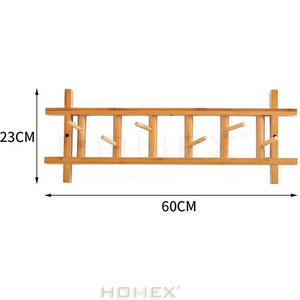 Heavy Duty Wall Mounted Rustic Design Bamboo Wood Coat Rack for Wall