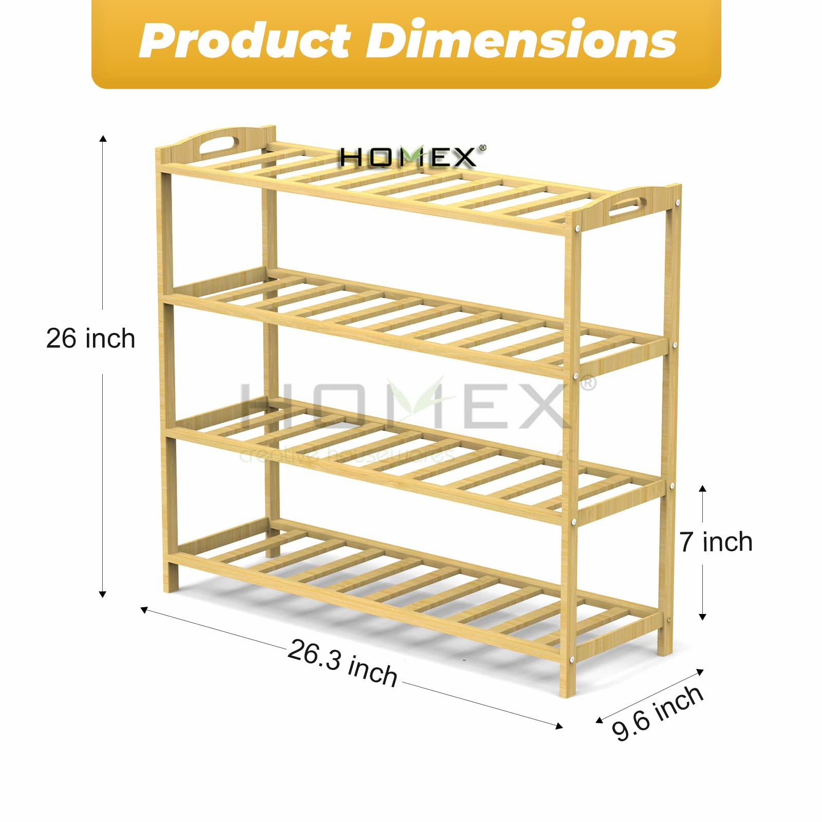 4-Tier Free Standing  Bamboo Shoe Racks Boots Entryway Organizer