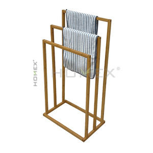 Bamboo Standing Towel Racks for Bathroom, 3 Tiers Tall Outdoor Pool Towel Drying Holder