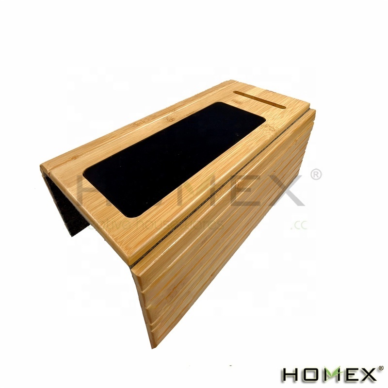 Bamboo Couch Tray Sofa Arm Tray Perfect for Cup Holder Wood Couch Armrest Tray with Phone Holder