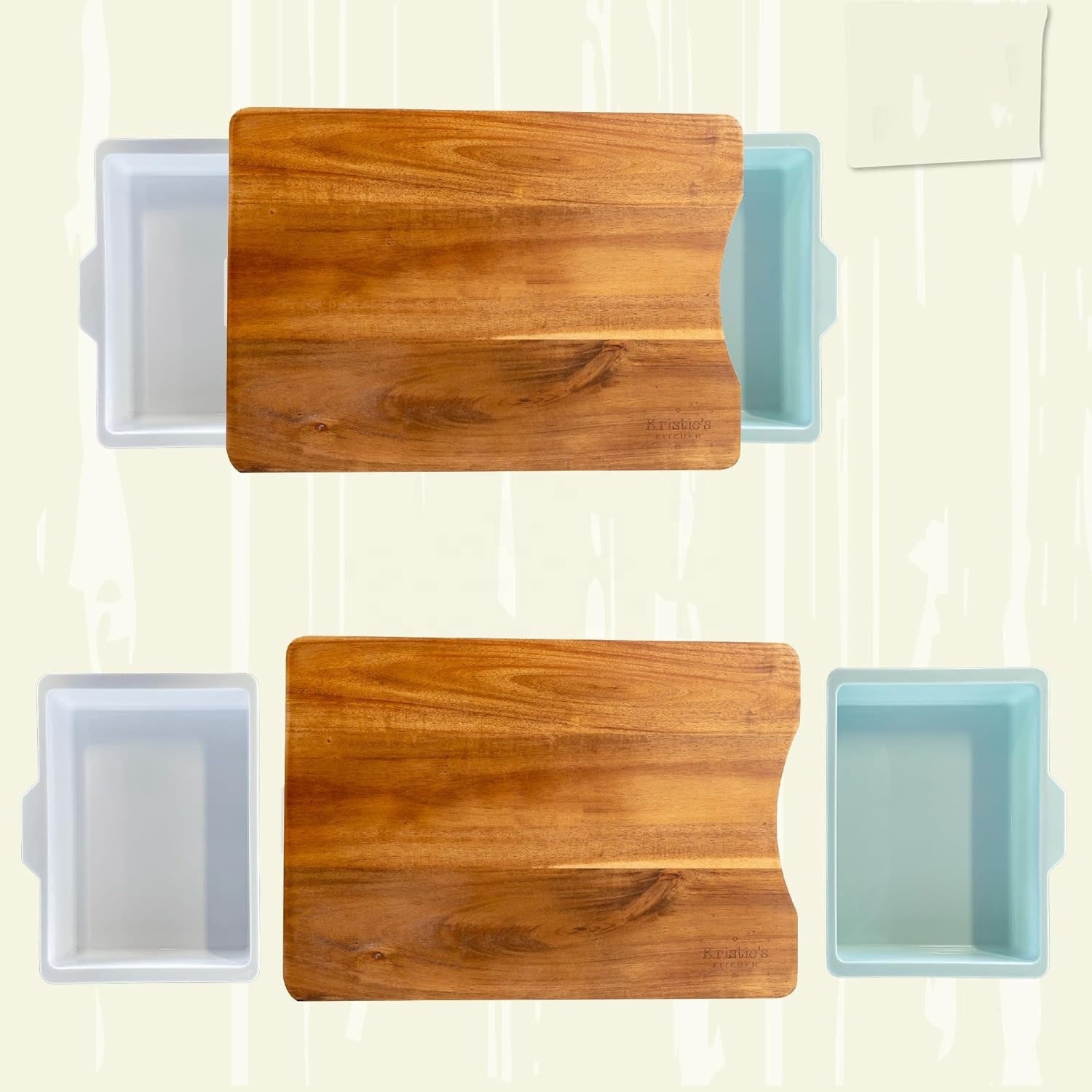 Meal Prep Station Kitchen Acacia Wood Cutting Board With Pull Out Trays Wooden Non Slip Prep Deck Serving Board