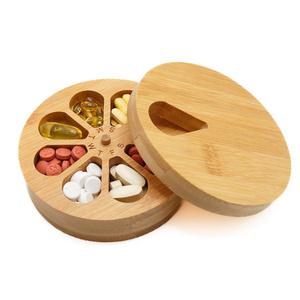 7 Day & 4 Times Weekly VIitamins Fish Oil Supplements Travel Bamboo Daily Pill Case Box Organizer