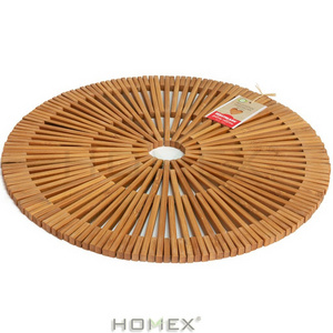 Decorative Farmhouse Bamboo Round Design Bamboo Wooden Trivet for Hot Dishes