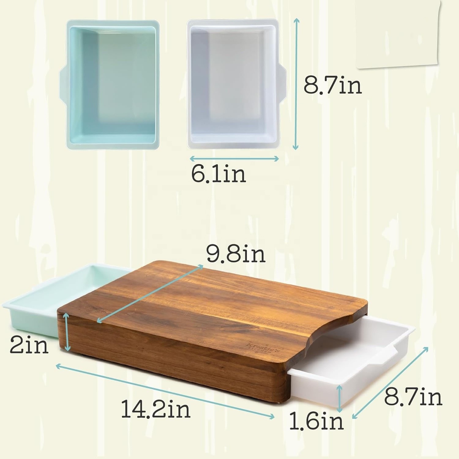 Meal Prep Station Kitchen Acacia Wood Cutting Board With Pull Out Trays Wooden Non Slip Prep Deck Serving Board