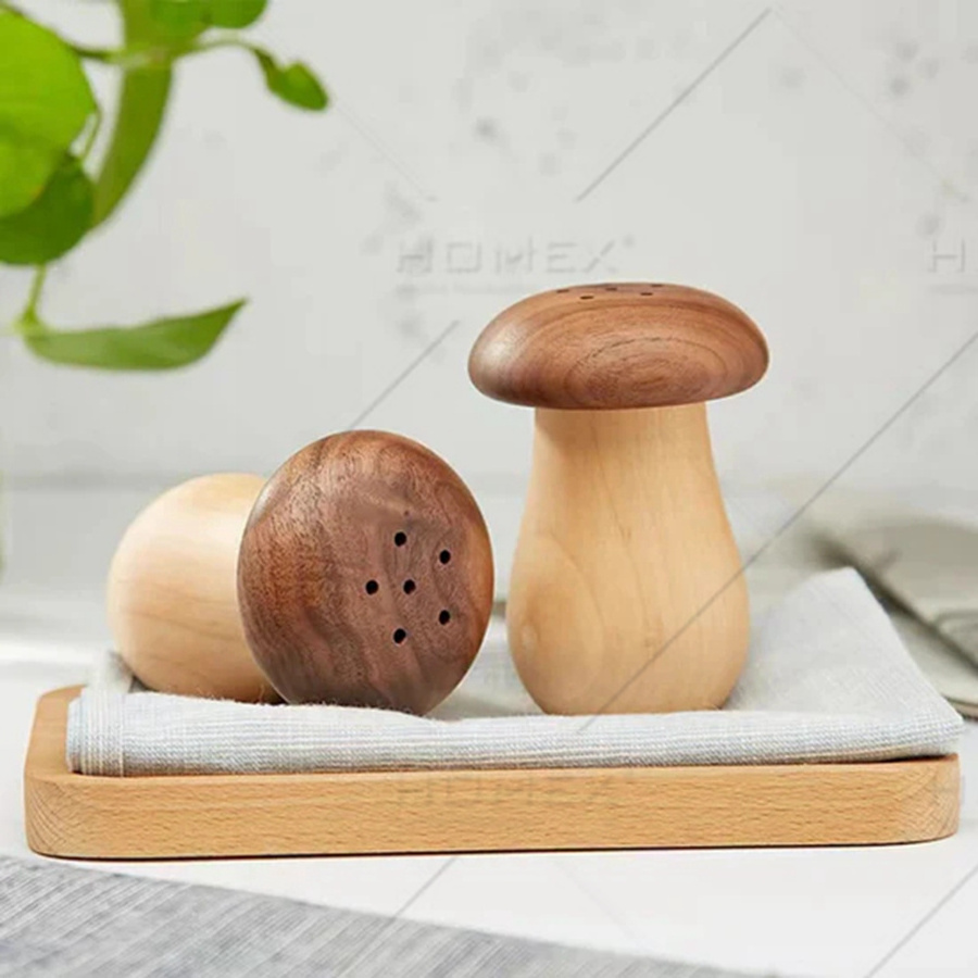 Wooden Mushroom Toothpick Shaker toothpick holder dispenser for kitchen home accessories