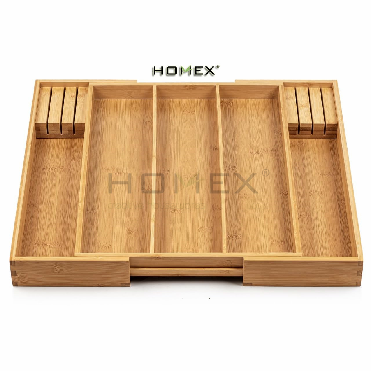 Holder Wood Drawer Dividers Organizer Bamboo Expandable Drawer Organizer for Utensils in Kitchen