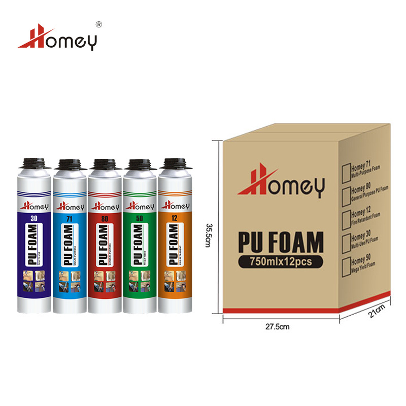 OEM 750ml 500ml 300ml adhesive fire retardant building industry chemical raw materials glue sealant polyurethane pu foam spray