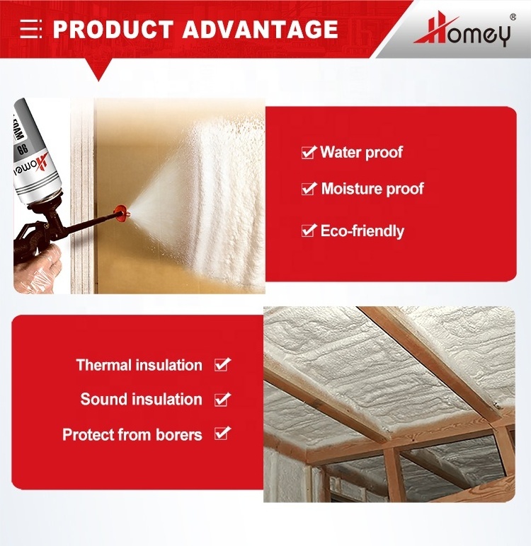 Homey environmentally friendly heat and sound insulation at buildings and houses polyurethane pu foam spray