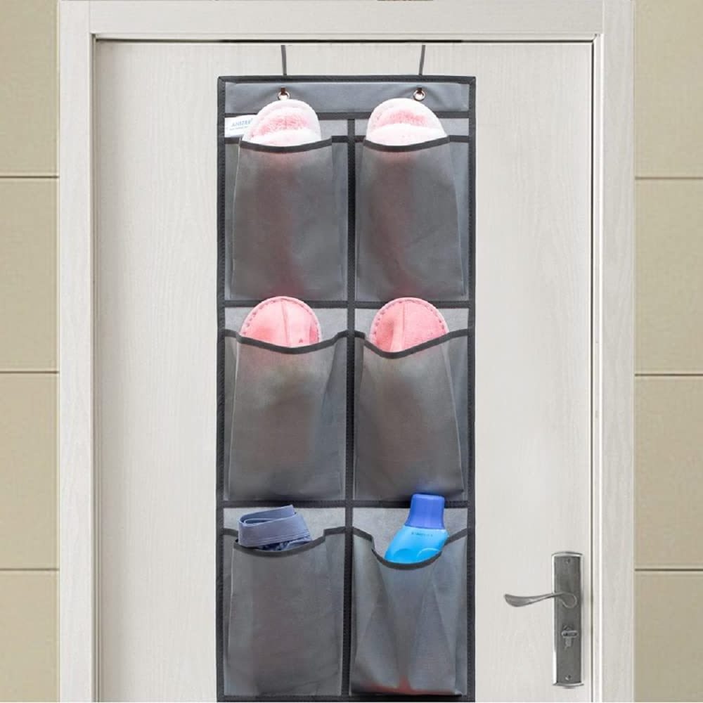 Manufacturer's Foldable Over-the-Door Shoe Organizer with 6 Large Fabric Pockets and 2 Hooks Back Door Shoe Holder for Closet