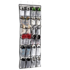 Factory Hanging Shoe Organizer, Over The Door Shoe Organizer with 24 Pockets and hooks Folding Adjustable Storage Shoe