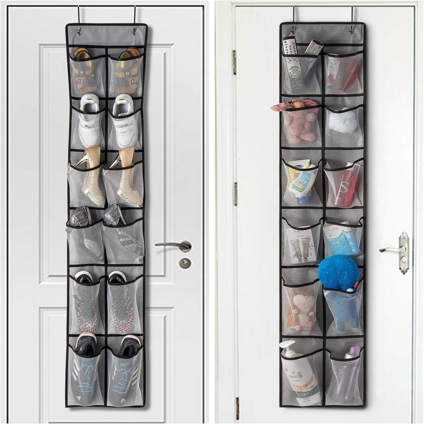 Over The Door Shoe Organizer 12 Mesh Pockets Hanging Shoe Rack Over The Door Shoe Storage Closet with 2 Hooks