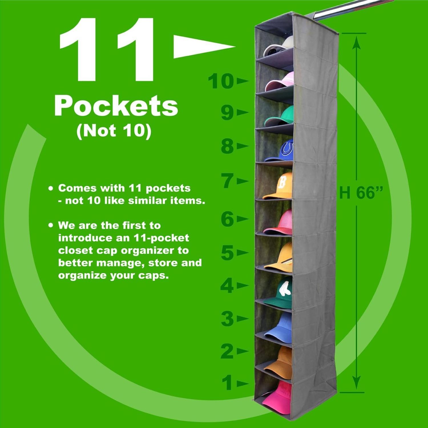 Foldable Hanging Closet Hat Organizer for Baseball Caps Convenient Hat Storage Cap Closet Organizer Storage Hat Bag