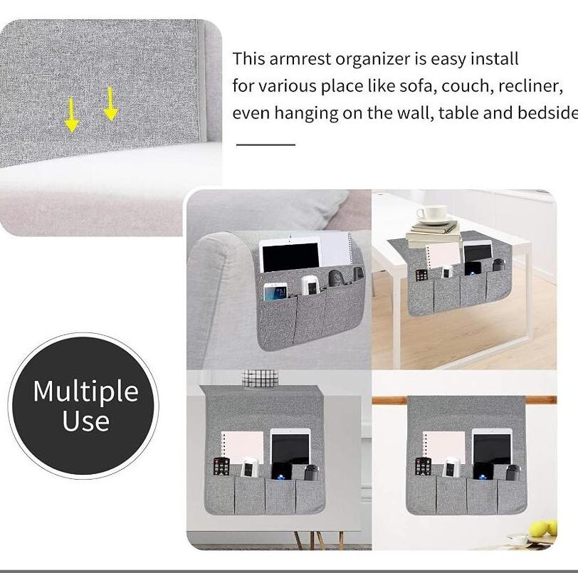 6 Pockets Remote Control Holder Magazine Rack,Sofa Armrest Organizer Storage Bag Space Saver Organizer