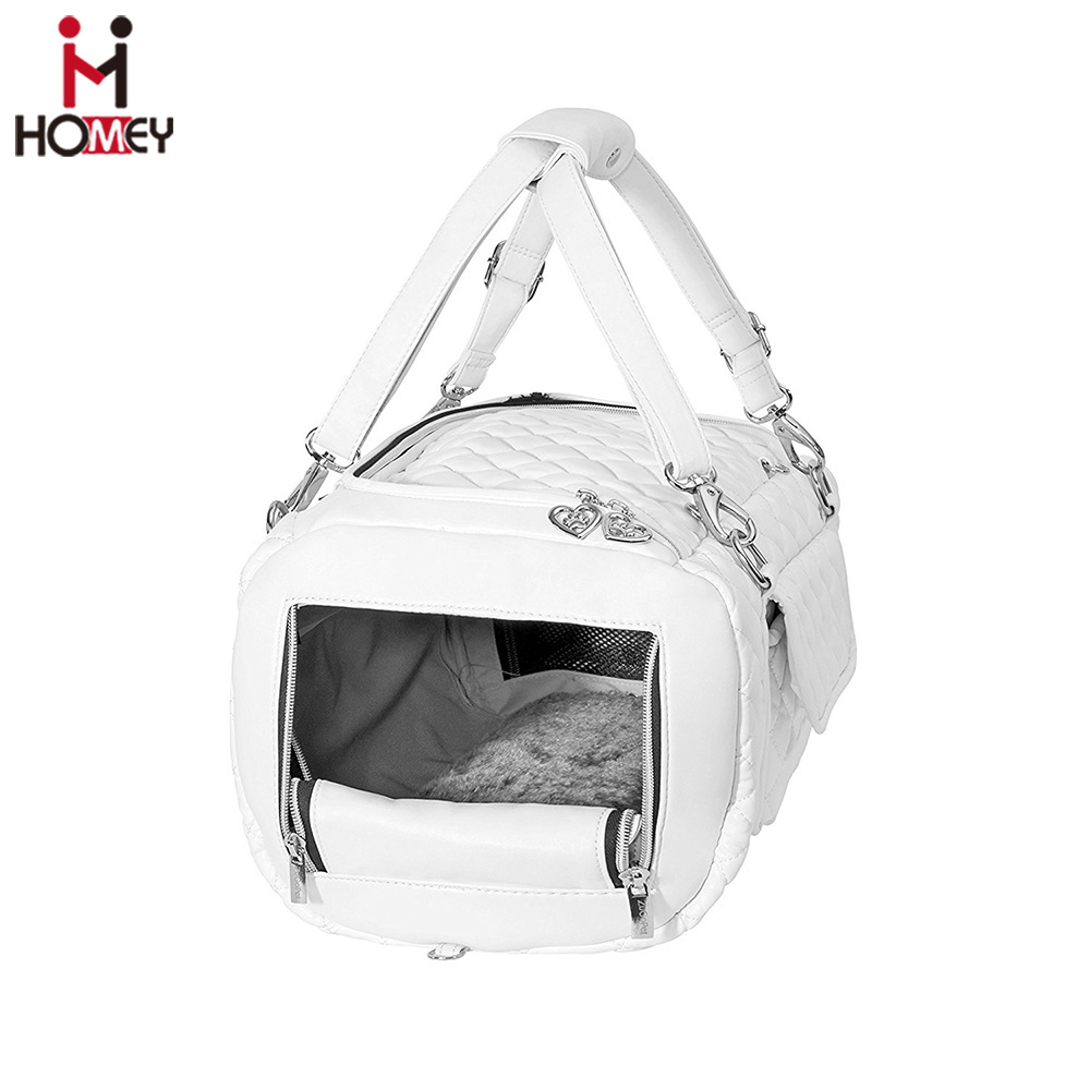 Leather Pet Carrier Luxury Dog Handbag Carrier Extra Small Dog Carrier