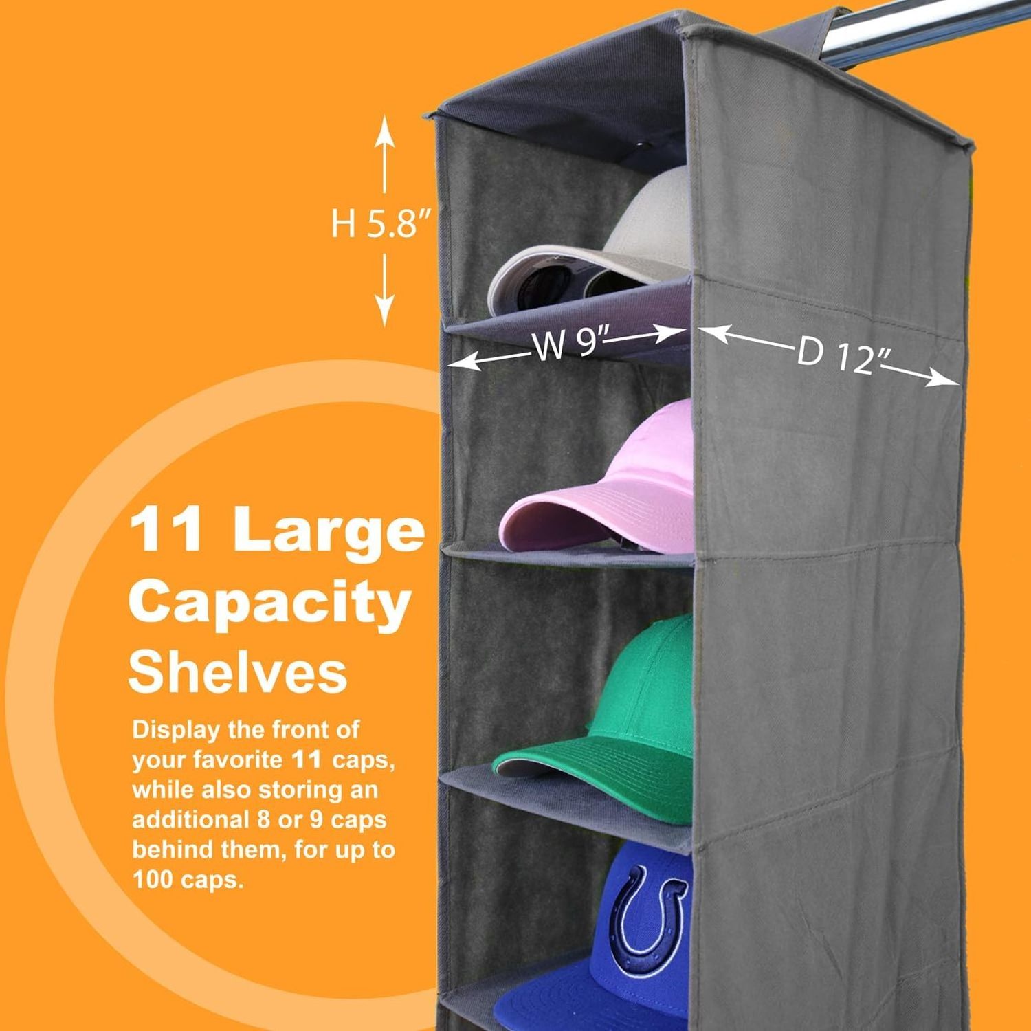 Foldable Hanging Closet Hat Organizer for Baseball Caps Convenient Hat Storage Cap Closet Organizer Storage Hat Bag