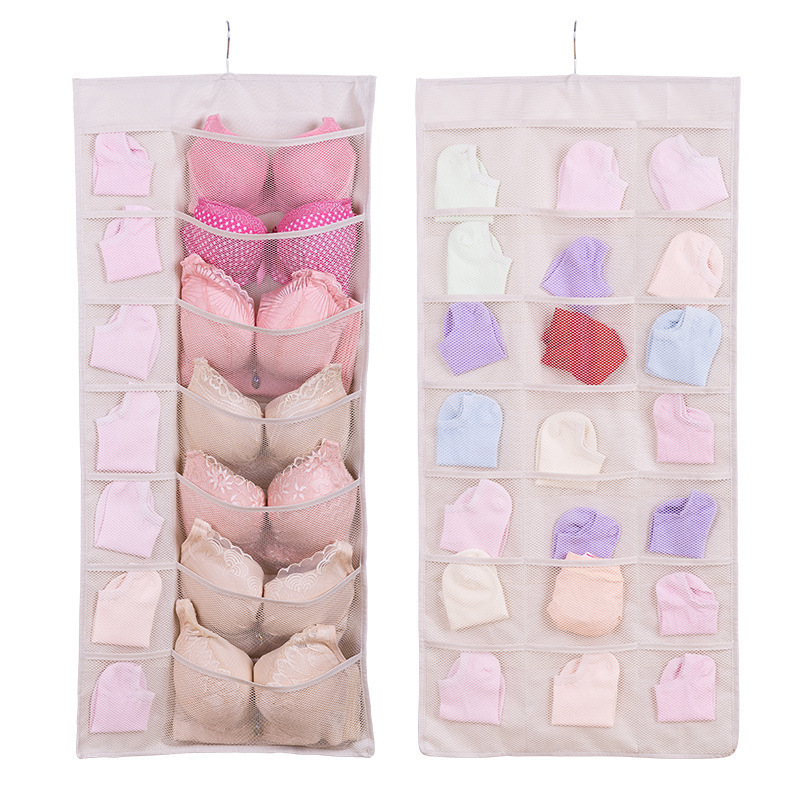 Underwear Organizer Double Sided Hanging Storage Hanger for Bra Stockings Socks Underwear Closet Organizers with 35 Pockets HN35