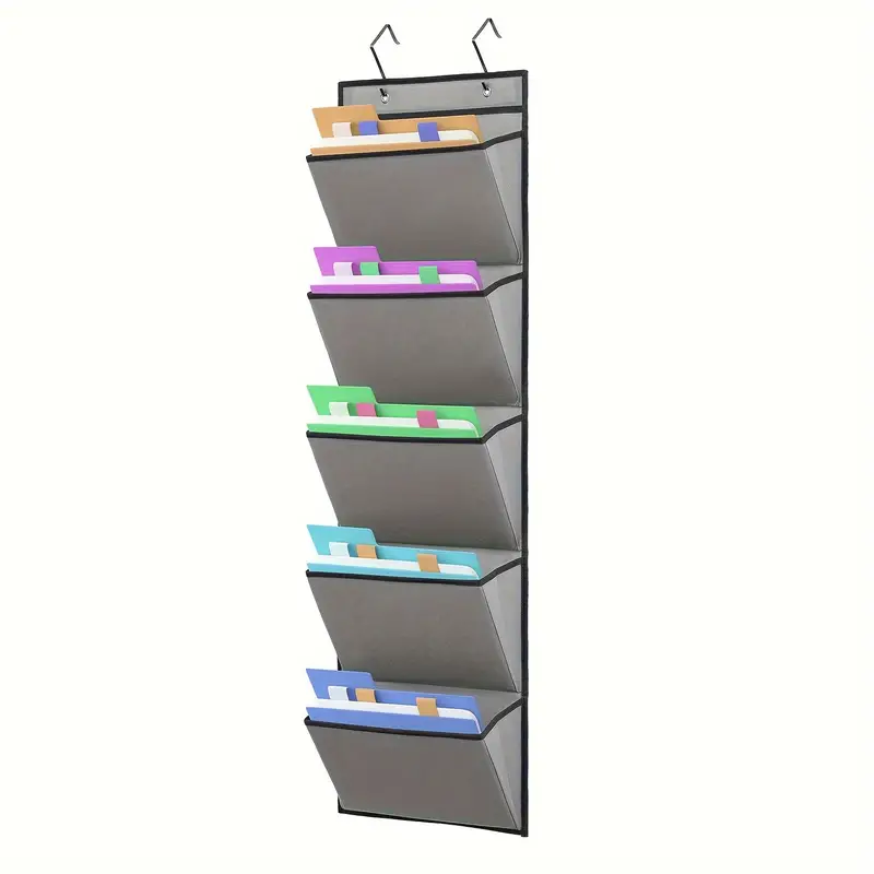 Wall Mounted File Holder With Pockets Over Door Hanging Mail Organizer Document Storage Bag For Papers Magazines Space Saving