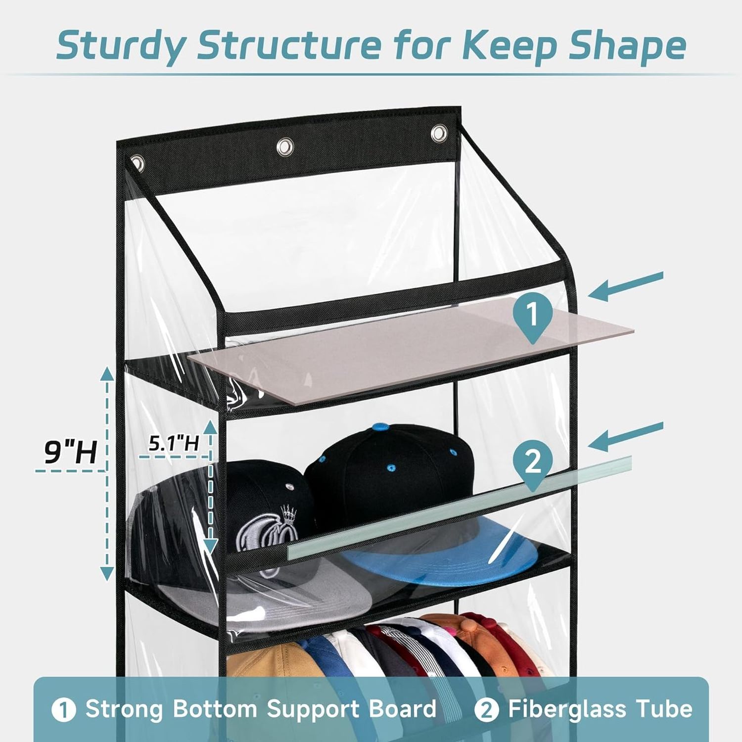 Large Over the Door Hat Racks for Baseball Caps Hat Storage Organizer for Closet Storage Wall Pockets Hanging Hat Holder Shelves