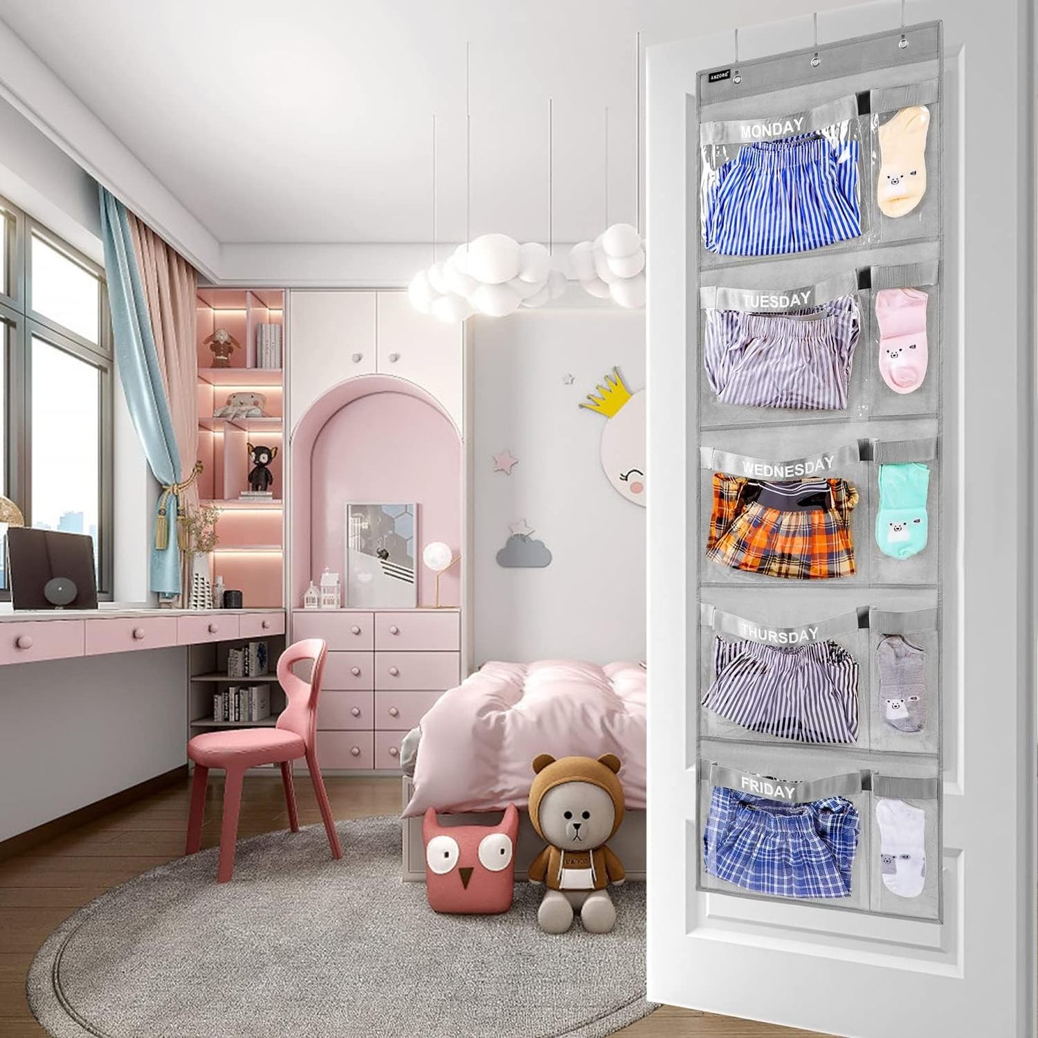 Factory Weekly Kids Clothes Organizer  Day of Week School Clothing Storage Monday to Friday Wardrobe Clothes Organiser