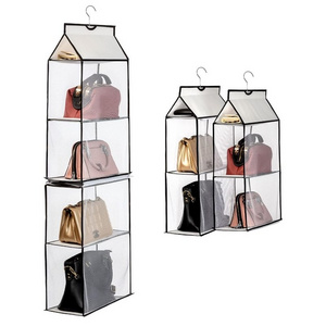 Factory Hanging Handbag Purse Organizer for Closet with 4 Heavy-Duty Mesh Shelves Purse Storage Bag  Closet Purse Organizer