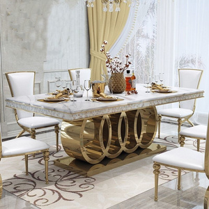 luxury stainless steel marble dining table modern marble dining table and chair for dining room restaurant banquet furniture