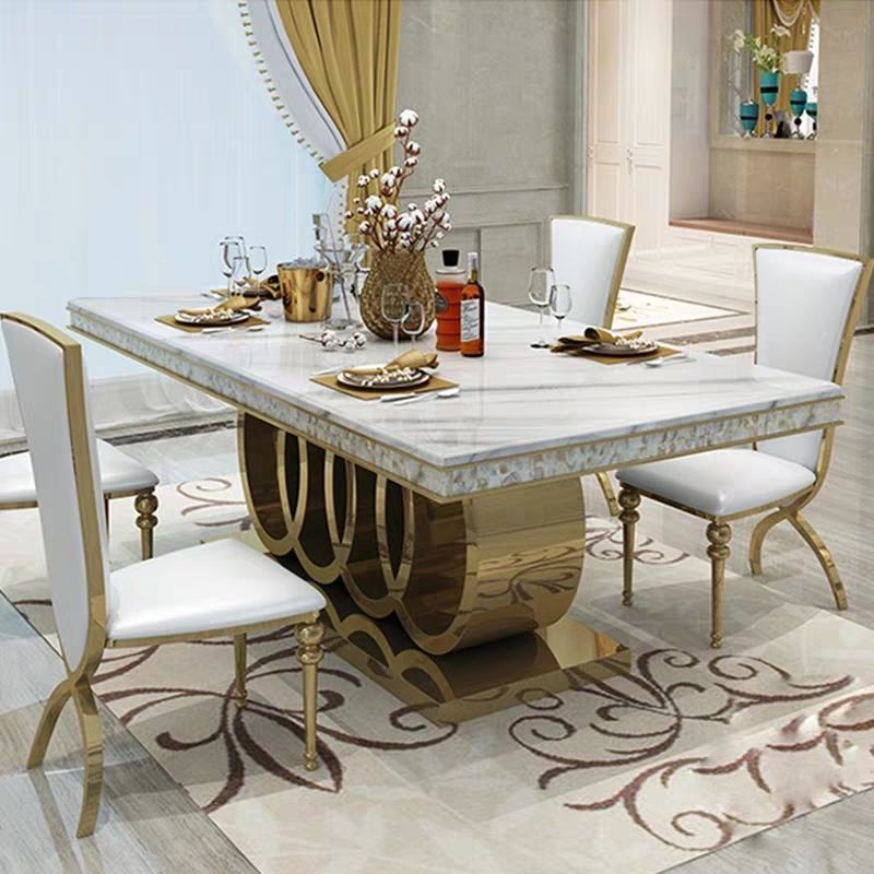 luxury stainless steel marble dining table modern marble dining table and chair for dining room restaurant banquet furniture