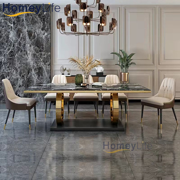 2021 Marble Dining Table Marble Top Set Simple Gold Legs Dining Table Set 6 Seater