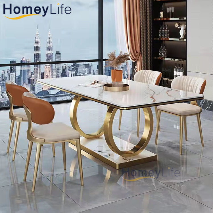 2021 Marble Dining Table Marble Top Set Simple Gold Legs Dining Table Set 6 Seater